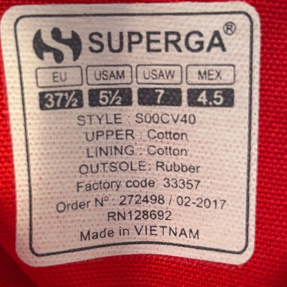 Superga Red and White Gingham Sneakers Check Plaid Lace Up Women’s Size 7 NEW - Picture 15 of 15